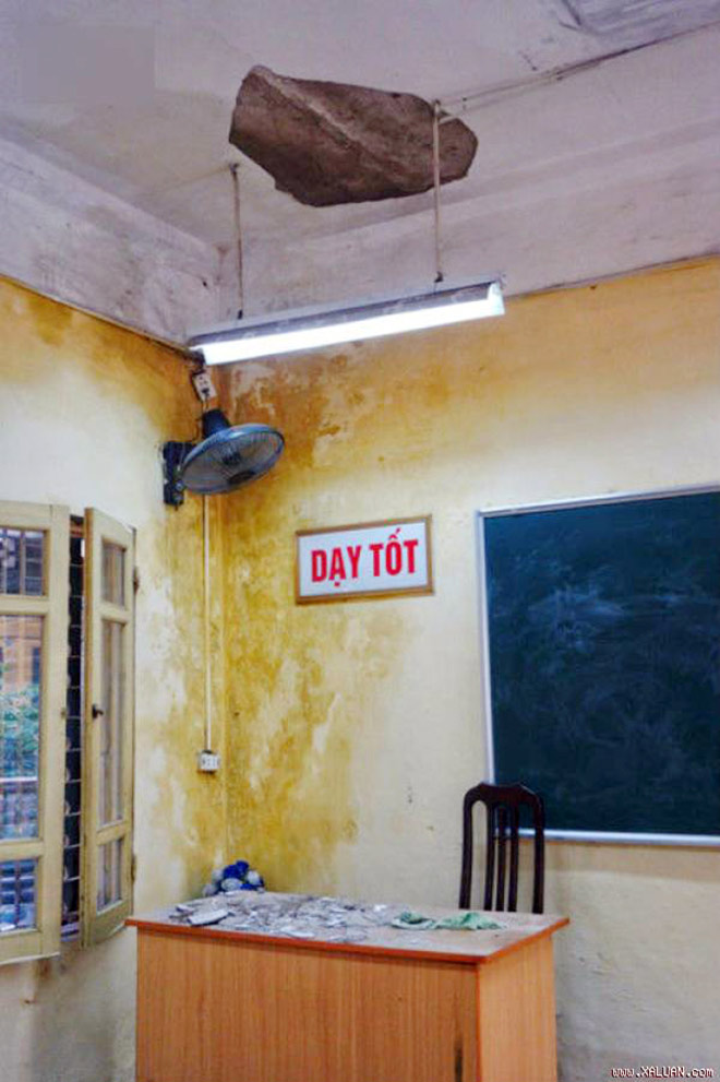 Khó tin: Học sinh được đề nghị đội mũ bảo hiểm lúc ngồi học