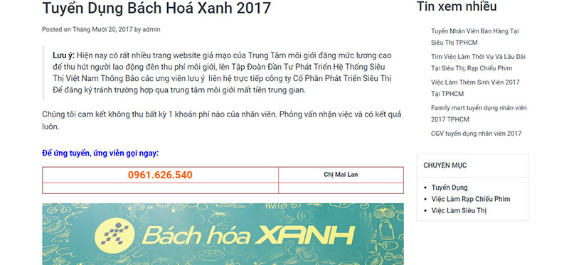 Bách hóa Xanh: Tuyển dụng không mất phí nhưng nhiều người vẫn sập bẫy cò