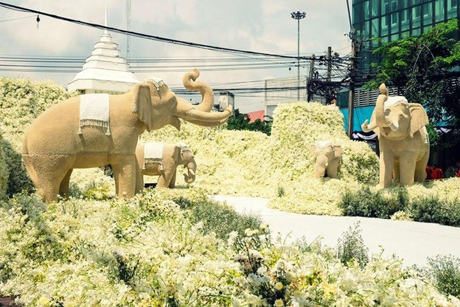 Thảm hoa lá khổng lồ trong tang lễ 90 triệu USD của nhà vua Thái Lan Thảm hoa lá khổng lồ trong tang lễ 90 triệu USD của nhà vua Thái Lan