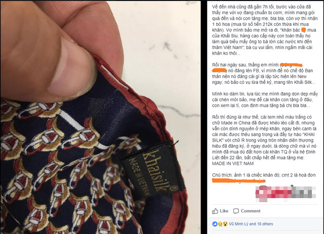 Thêm người tiêu dùng tố khăn lụa Khaisilk gắn mác Made in Vietnam, vì sao doanh nhân Hoàng Khải vẫn im lặng?