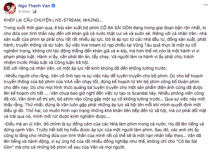 Bị cho là cố tình dùng chiêu trò để PR cho phim Cô Ba Sài Gòn, Ngô Thanh Vân lên tiếng Bị cho là cố tình dùng chiêu trò để PR cho phim Cô Ba Sài Gòn, Ngô Thanh Vân lên tiếng