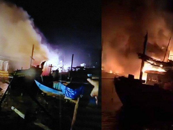 4 tàu cá bất ngờ bốc cháy trong đêm
