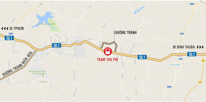 Hàng chục cảnh sát giữ trật tự tại trạm BOT tuyến tránh Biên Hòa