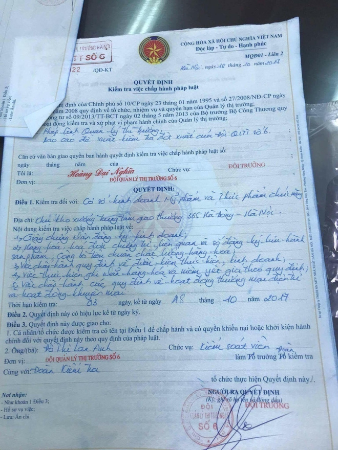 Hà Nội: Công ty mỹ phẩm có nhiều người nổi tiếng làm đại sứ thương hiệu bị phát hiện lô hàng 11 tỷ đồng không rõ nguồn gốc