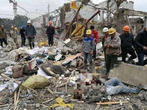 Quang cảnh nhà máy Trung Quốc sau vụ nổ khiến 32 người thương vong