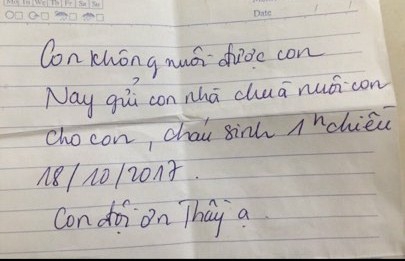 Hưng Yên: Phát hiện bé sơ sinh bị bỏ rơi sau tượng phật cùng lá thư nhờ nuôi hộ