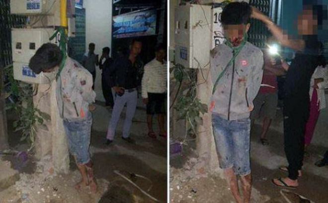 Cẩu tặc bị dân đánh, treo lên cột điện: Gia đình không đến nhận con