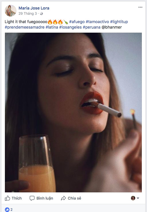 Tân Hoa hậu Hoà bình lộ ảnh hút thuốc lá