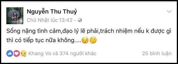 Thu Thủy treo status bế tắc giữa tin đồn đã ly hôn chồng đại gia