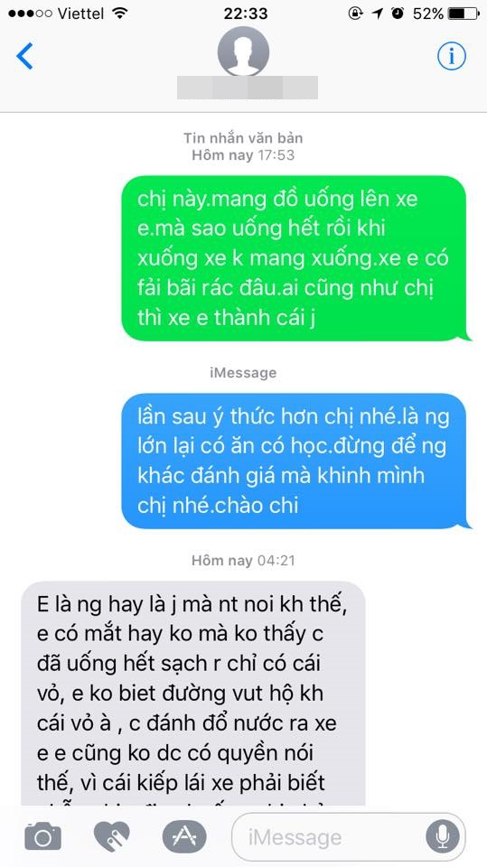 Vì cốc trà sữa để quên trên xe, tài xế và khách nhắn tin chửi nhau thậm tệ