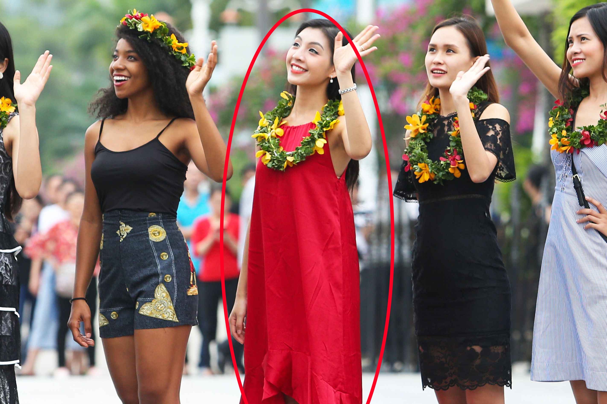 Không hiểu sao đi thi Hoa hậu Hoàn vũ VN mà lại mặc váy ngủ nhăn nhúm thế này?