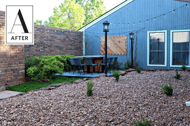 Sân vườn đầy gạch đá vụn và cây mục nát trở nên đẹp lung linh sau cải tạo