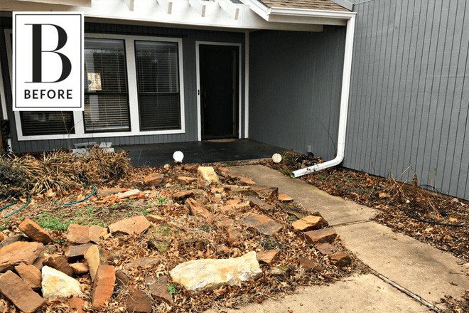 Sân vườn đầy gạch đá vụn và cây mục nát trở nên đẹp lung linh sau cải tạo