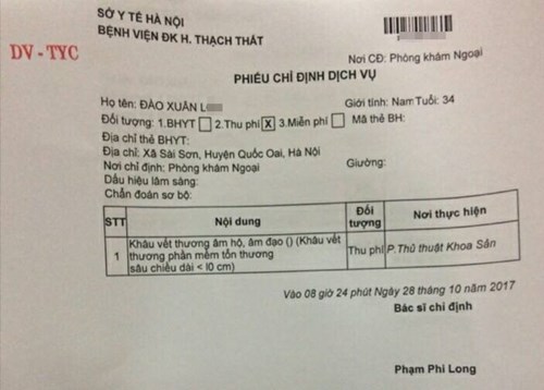 Bệnh nhân nam được chỉ định khâu âm hộ: BVĐK Thạch Thất nói gì?