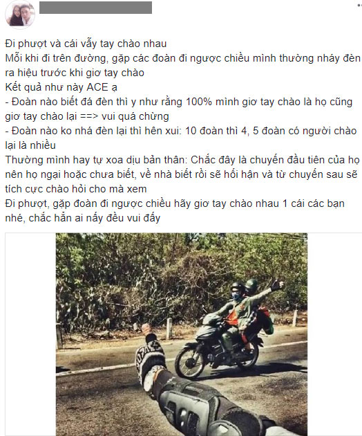 Tranh cãi về luật bất thành văn của dân phượt: Dù không quen cũng phải vẫy tay chào nhau khi đi đường? Tranh cãi về luật bất thành văn của dân phượt: Dù không quen cũng phải vẫy tay chào nhau khi đi đường?