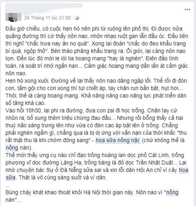 Người dân Thủ đô chạy mất dép vì hương hoa sữa nồng nặc Người dân Thủ đô chạy mất dép vì hương hoa sữa nồng nặc