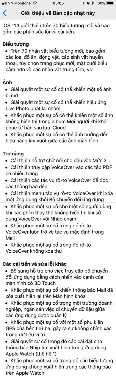 Apple tung ra bản cập nhật lớn iOS 11.1 Apple tung ra bản cập nhật lớn iOS 11.1