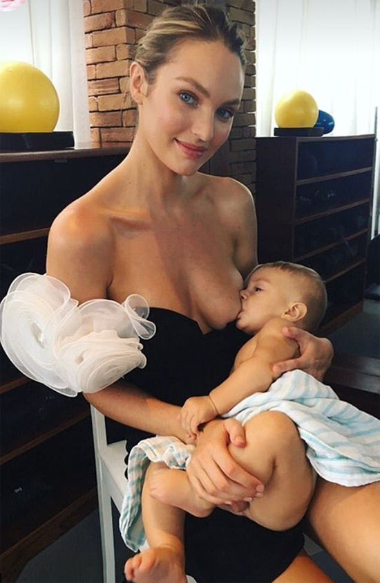 Thiên thần nội y Candice Swanepoel đăng ảnh cho con trai bú