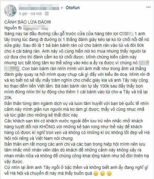 Bắt nam thanh niên đánh giày cấu kết người phụ nữ chặt chém khách nước ngoài 4 chiếc bánh rán 80.000VND