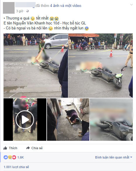 Bà nội và bà ngoại khóc ngất bên thi thể nam sinh lớp 10 bị xe khách đâm tử vong trên đường đi học về