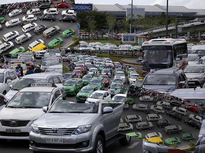 Ô tô choán hết đường