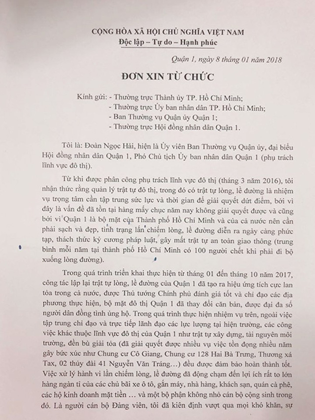 Ông Đoàn Ngọc Hải nộp đơn từ chức Ông Đoàn Ngọc Hải nộp đơn từ chức