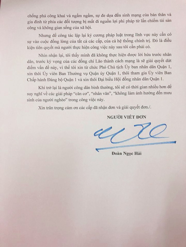 Ông Đoàn Ngọc Hải nộp đơn từ chức