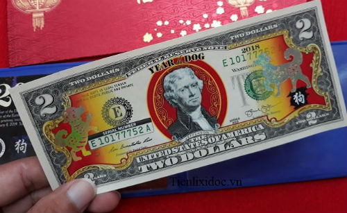 Gần nửa triệu đồng một tờ 2 USD may mắn in hình chó