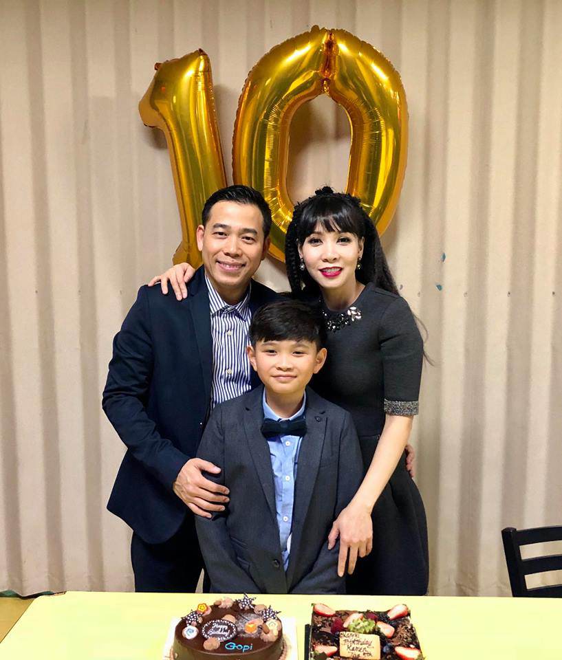Hoa hậu Hà Kiều Anh rạng rỡ bên chồng đại gia trong ngày sinh nhật con trai tròn 10 tuổi