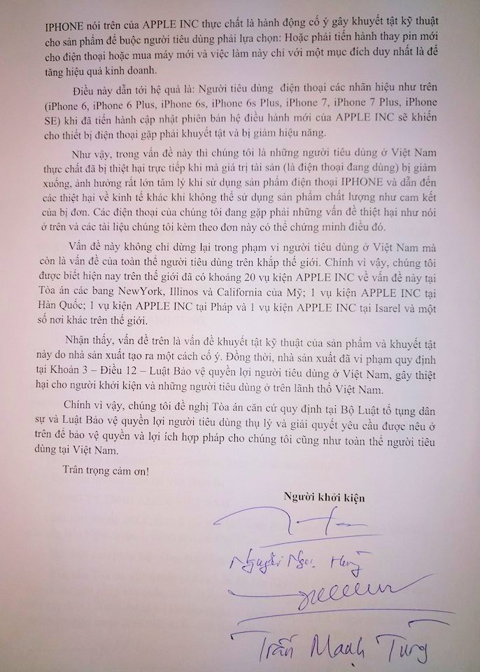 Việt Nam tập hợp đơn kiện Apple vì làm chậm iphone