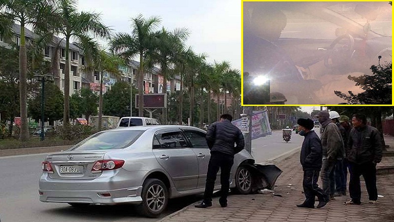 Thực hư CSGT nghi say rượu lái xe đâm vào cột đèn ở Hà Nội