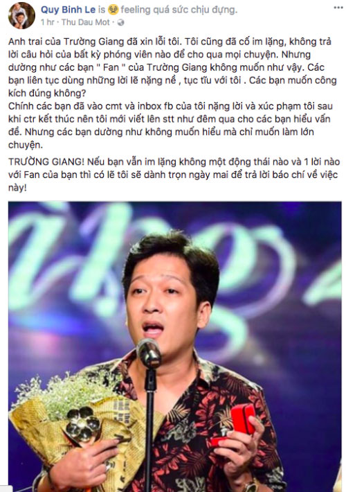 Minh Luân, Hà Vân khuyên Quý Bình bỏ qua trong lùm xùm Trường Giang