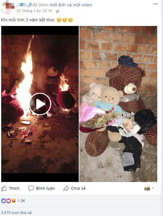 Clip: Chia tay mối tình 3 năm, cô gái nhóm lửa thiêu trụi quà tặng của người yêu cũ