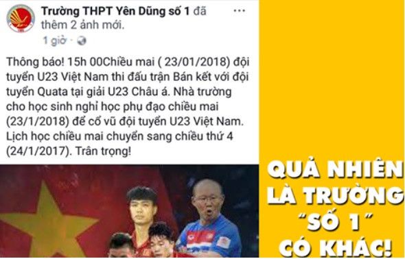 Nam sinh xin nghỉ học để xem đội tuyển U23 Việt Nam đá bán kết? Nam sinh xin nghỉ học để xem đội tuyển U23 Việt Nam đá bán kết?