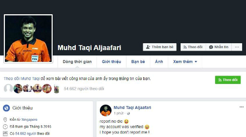 Người Việt trút giận nhầm lên Facebook giả mạo trọng tài Singapore