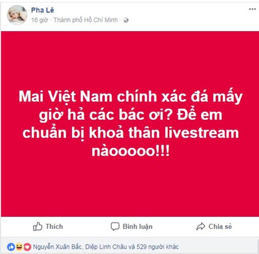 Ca sĩ Pha Lê bị ném đá vì trót tuyên bố khỏa thân livestream xem U23 chiến thắng Ca sĩ Pha Lê bị ném đá vì trót tuyên bố khỏa thân livestream xem U23 chiến thắng