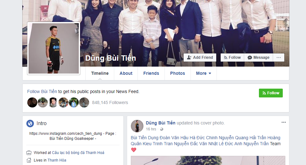 Facebook giả mạo thủ môn Bùi Tiến Dũng có 500.000 người theo dõi! Đây mới là tài khoản thật mọi người ơi
