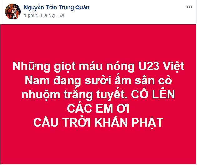 Sao Việt xót xa trước cảnh U23 VN thi đấu trong mưa tuyết trắng xóa