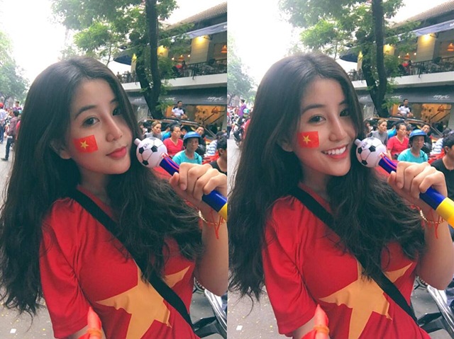 Cô gái Việt nổi bật trên báo Trung Quốc nhờ đi cổ vũ U23