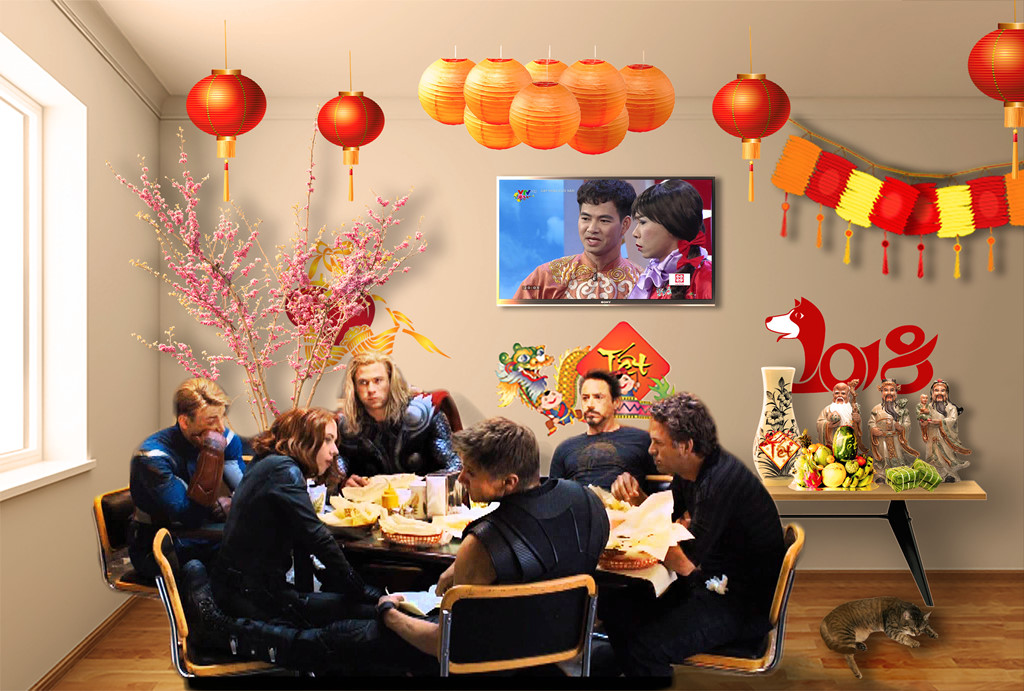 Giới trẻ chế ảnh biệt đội Avengers trước thềm năm mới