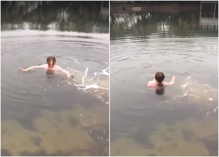 Giữa thời tiết 6 độ C, cô gái nhảy xuống hồ chỉ để lấy 50 nghìn cá cược của bạn bè khiến nhiều người bất bình