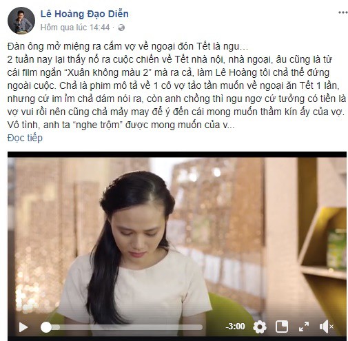 Đạo diễn Lê Hoàng gây bão khi cho rằng: Đàn ông mở miệng ra cấm vợ về ngoại đón Tết là ngu