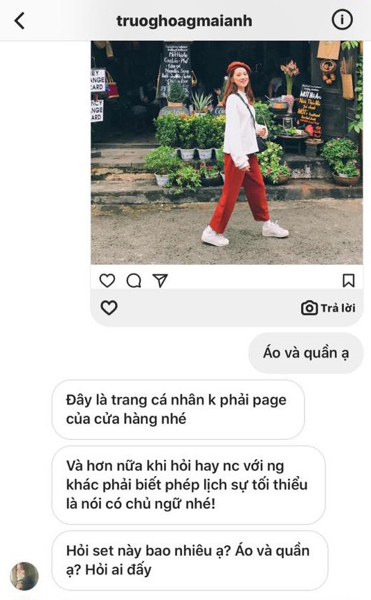 Hỏi giá set đồ của hot girl, cô gái bị mắng bất lịch sự dù đã kèm ạ rõ to cuối câu