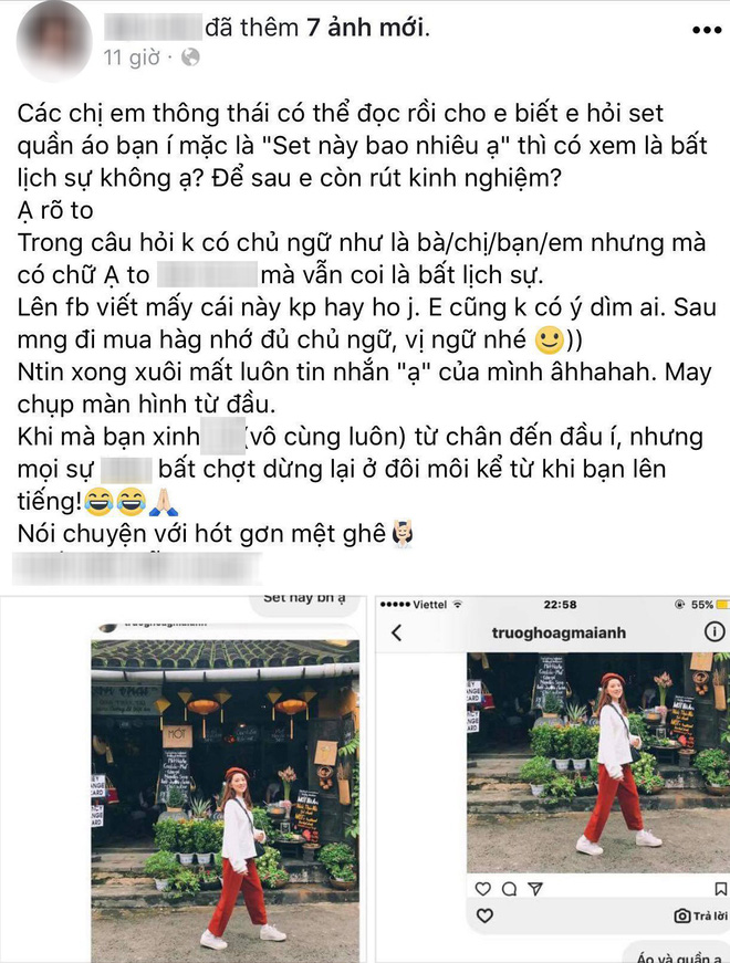 Hỏi giá set đồ của hot girl, cô gái bị mắng bất lịch sự dù đã kèm ạ rõ to cuối câu