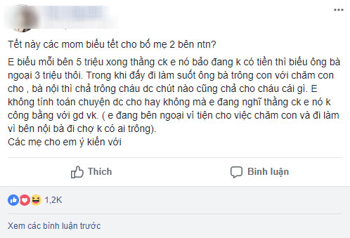 Cả năm nhờ ngoại chăm con, vợ biếu Tết nội ngoại đều 5 triệu, chồng liền kêu: Đưa ngoại nhiều quá