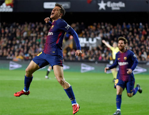 Coutinho lập công đầu, đưa Barca vào chung kết Cup Nhà vua