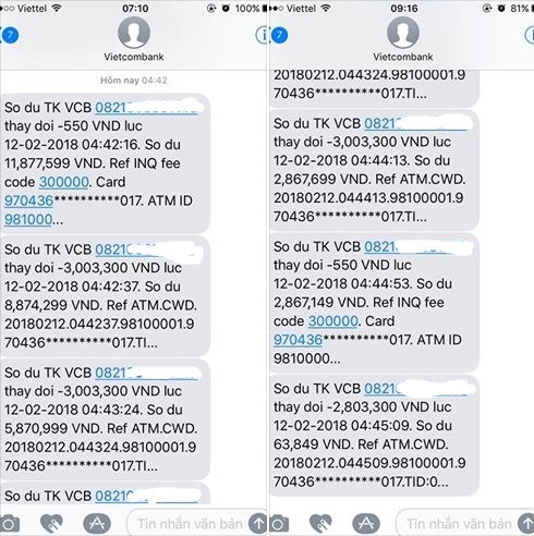 Nhiều tài khoản Vietcombank bỗng dưng mất tiền trong đêm 26 Tết