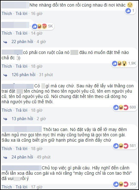 Chồng dùng tên người yêu cũ đặt cho con gái rượu, hội chị em hăng hái hiến kế trị chồng cho mẹ bỉm sữa Chồng dùng tên người yêu cũ đặt cho con gái rượu, hội chị em hăng hái hiến kế trị chồng cho mẹ bỉm sữa