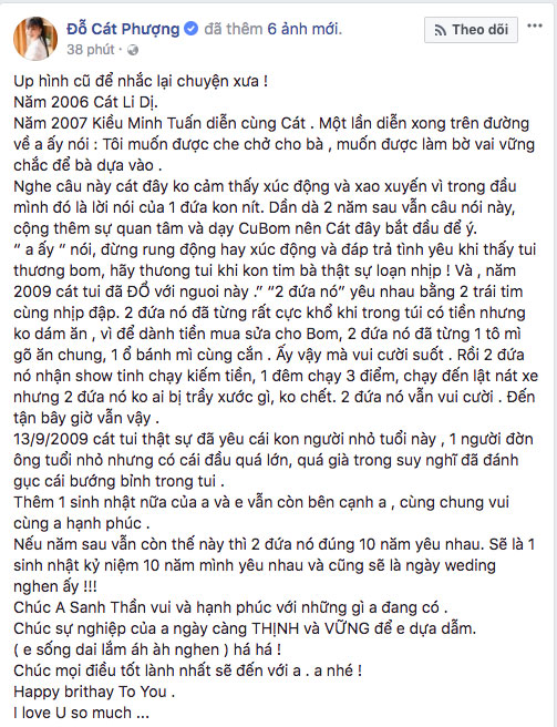 Cát Phượng chúc mừng sinh nhật Kiều Minh Tuấn kèm lời nhắn ngọt ngào: Nếu năm sau còn yêu thì mình sẽ cưới!
