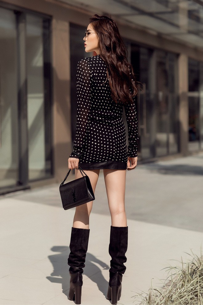 Hoa hậu Kỳ Duyên khoe chân dài 1m1 với gu mặc sang chảnh, gợi cảm